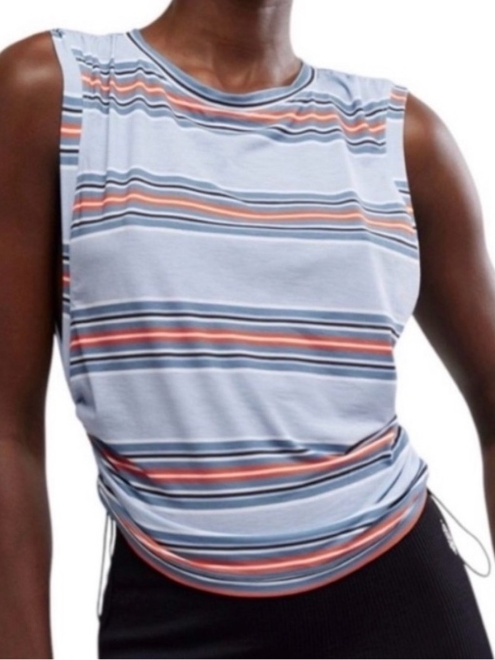 FP Movement Blue Striped Tempo Sport Mode Muscle Tank Size XS NWT!